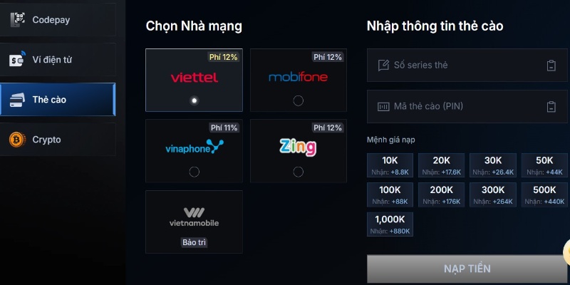Nạp tiền